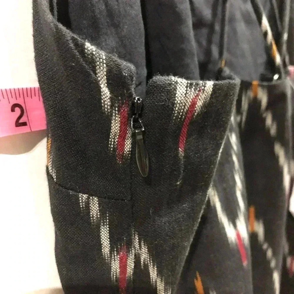 LOFT Strappy X-back V-neck, Lined,Side Zipper,black pattern Summer midi - Picture 7 of 10